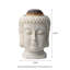 Fontaine d'extérieur avec lumières DEL, fontaine de table / tête de Bouddha de style zen H 18,75 po, céramique texturée beige sable