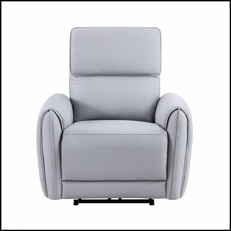 Jeromie Gray Synthetic Leather Power Motion Recliner With USB And Type C Ports For Comfort And Convenience
