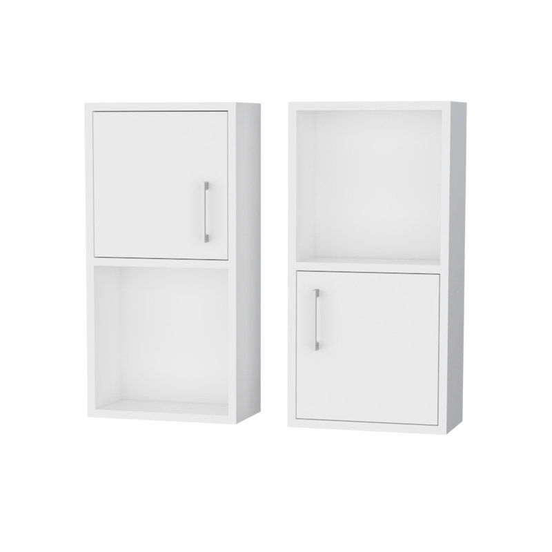 2 armoires de salle de bain en blanc - fixation murale avec tablette ouverte pour un accès rapide pratique et organisé, Blanc