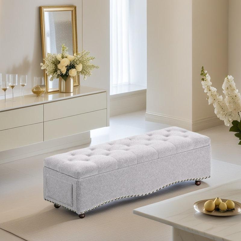 Repose-pieds en cuir avec garniture cloutée American