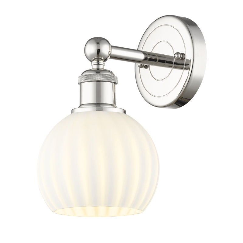 Applique murale 1 lumière Edison Venetian, H 10,25 po x l 6 po x P 7,5 po, Nickel poli