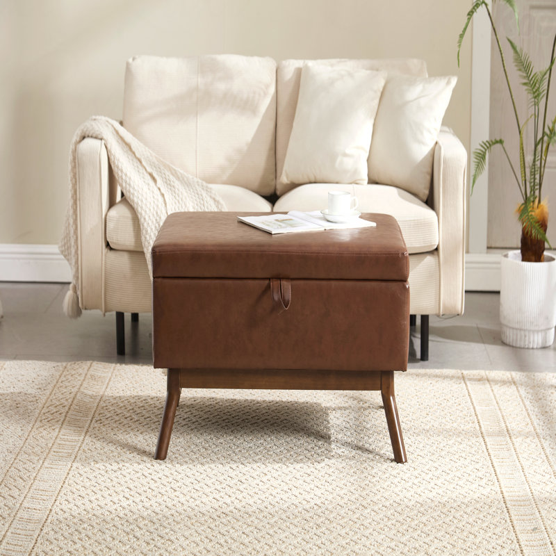 Table basse avec rangement, repose-pieds, Polyuréthane brun