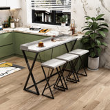 Long Dining Table Set with 3 Stools