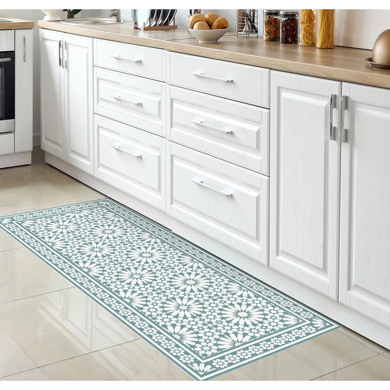 Enda Vinyl Machine Printed Area Rug, Rectangle 2'2" x 8'2.4"