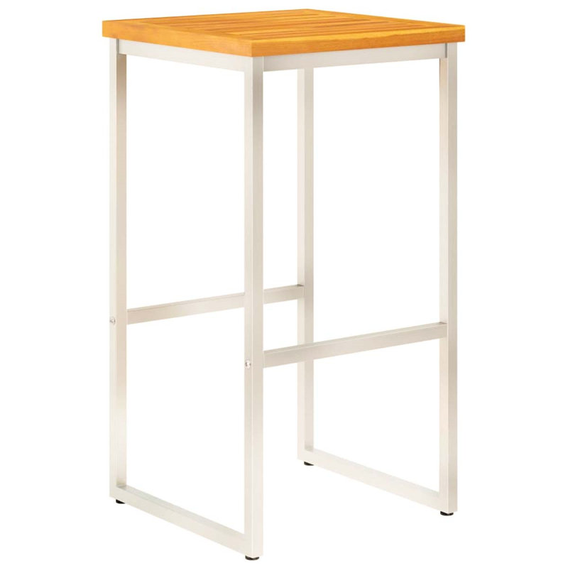 Evina Solid Wood Bar Stool with Steel Frame