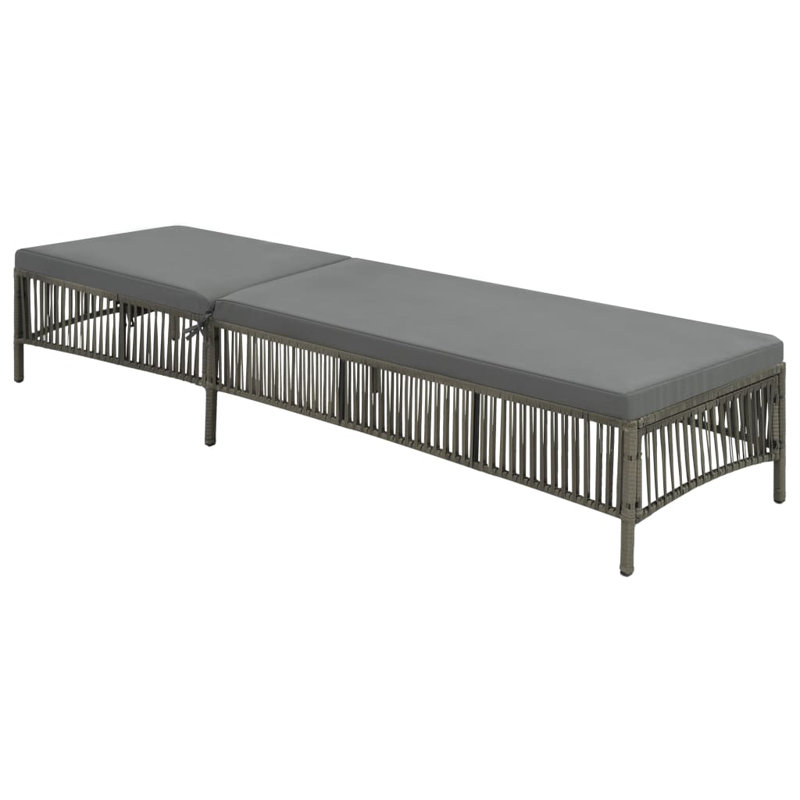 Chaise longue avec coussin en poly rotin gris
