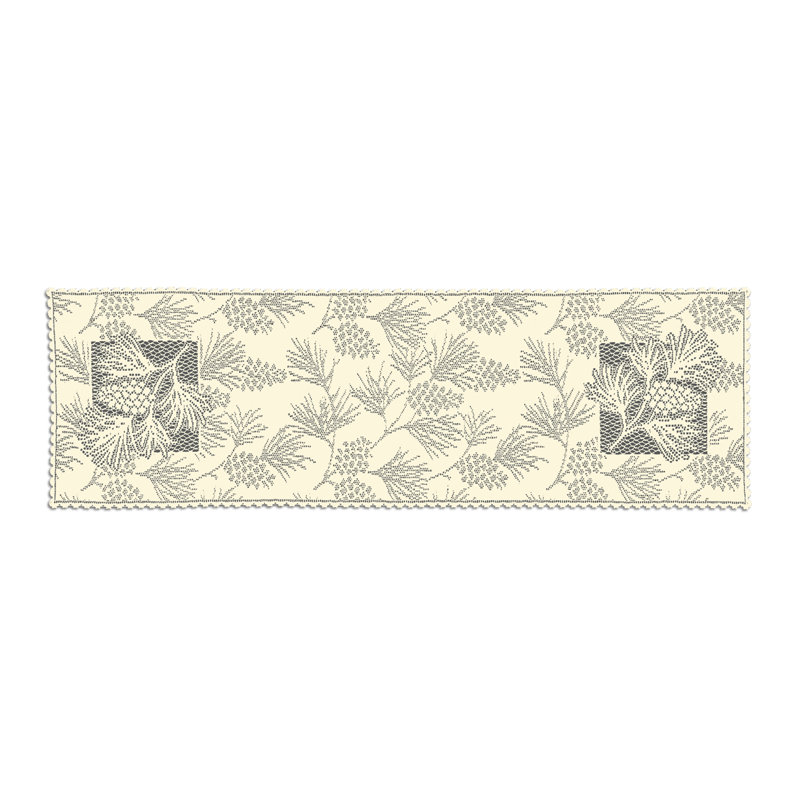 Champlain Floral Table Runner, 45" W x 14" L, Ecru