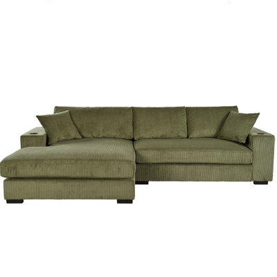 Mirod Large Sectional Sofa With Thick Cushions, And Built-In Cup Holders & Charging Ports