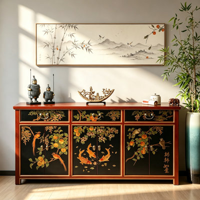 Armoire d'entrée Mid-Century en bois massif