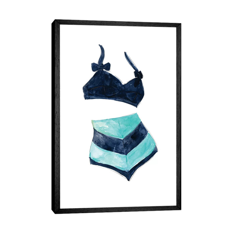 Vintage Swimwear III by Carol Robinson - Painting on Canvas, Black Framed, 101.6 cm H x 66.04 cm W