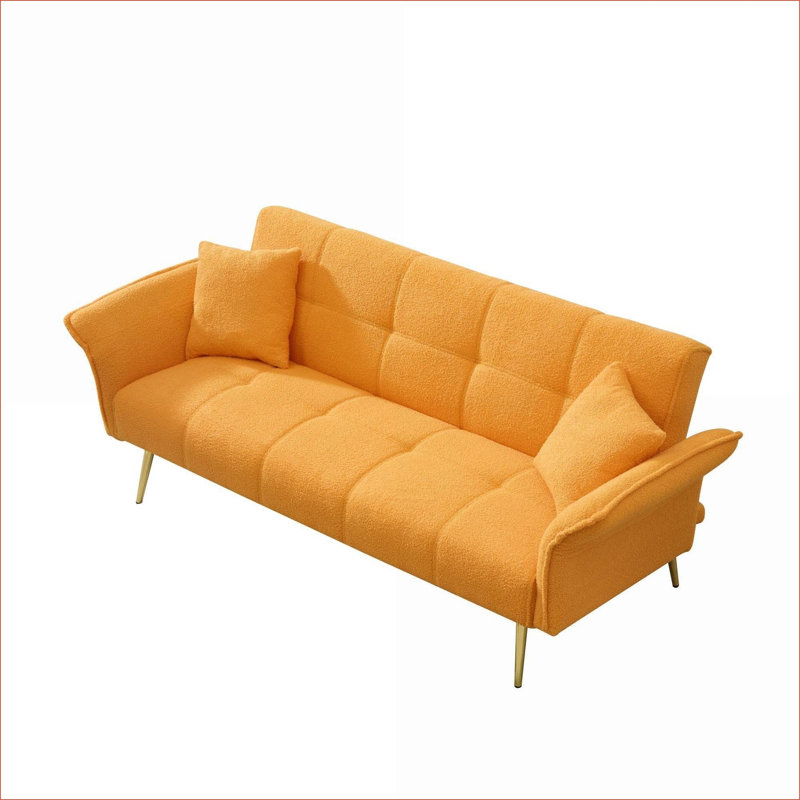 Sofas Couches | 70-Inch Modern Teddy Fleece Convertible Futon Sofa Bed, For Living Room Bedroom Small Apartments | Sleeper | Foam
