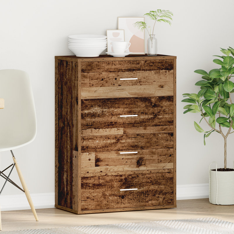 Sideboard With Drawer 60 X 31 X 84 Cm Engineered Wood, Old Wood