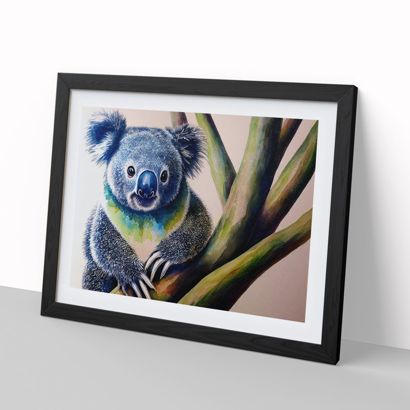 Koala Bear - Single Picture Frame Print, Black, 46cm H x 64cm W x 2cm D