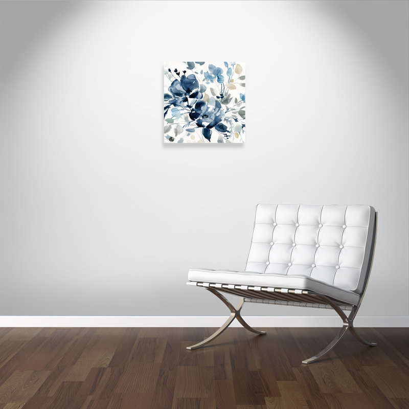 Indigo Garden II - peinture sur toile sans cadre, H 24 po x l 24 po x P 1,38 po