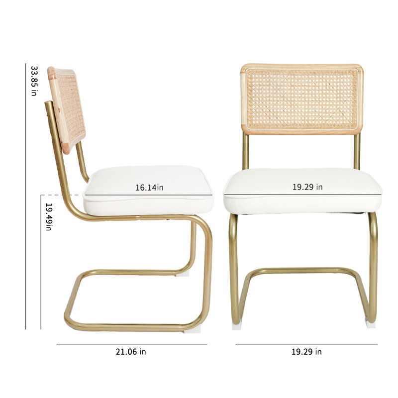 Ensemble de 2 chaises de salle à manger en velours avec pieds en métal, blanc