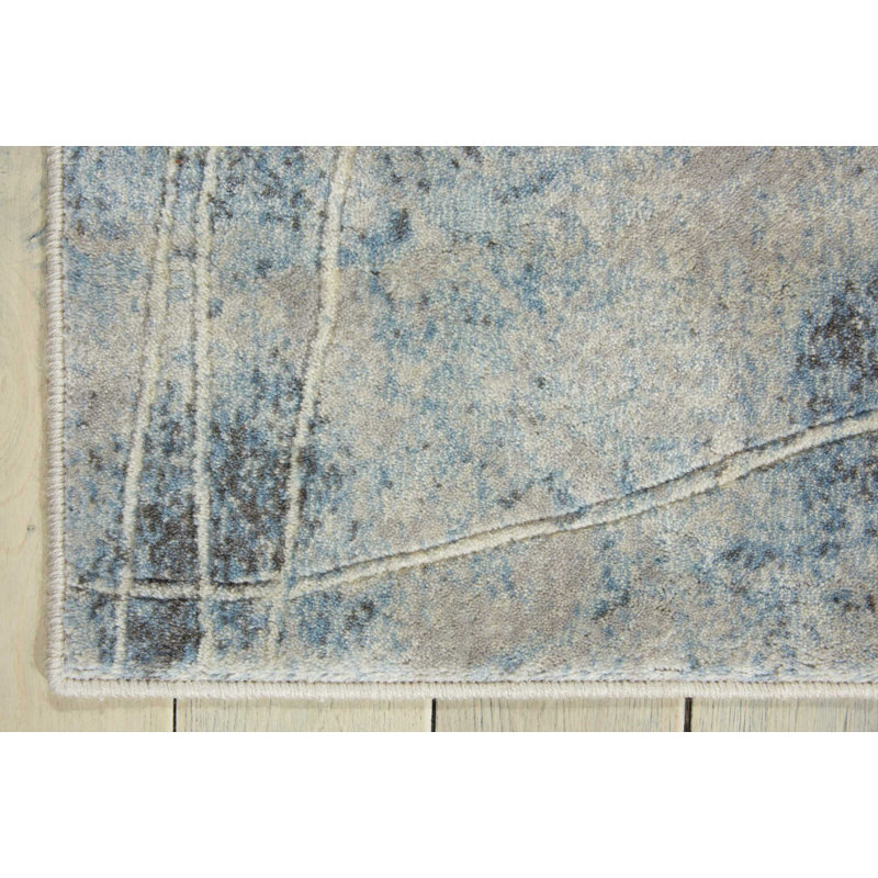 Tapis argenté / bleu Arnim, Tapis de couloir 2 pi 3 po x 8 pi