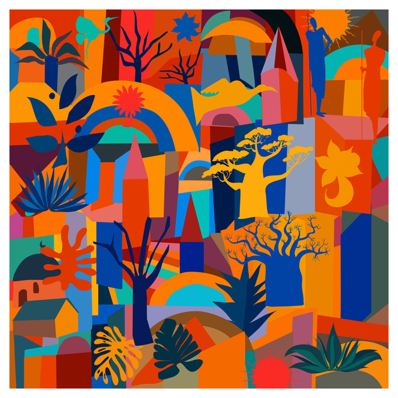 Floetta, art contemporain sur toile, H 12 po x l 12 po