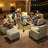 Outdoor Rattan Woven Sofa With Luminous End Table And Swivel Chair-102744627