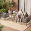 Ensemble de conversation modulaire pour patio 4 pièces, mobilier d'extérieur en aluminium avec coussins épais, ensemble de patio résistant aux intempéries pour balcon, terrasse