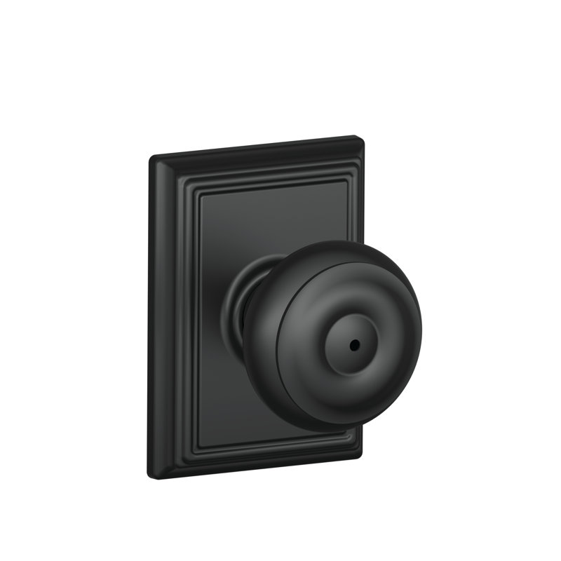 Georgian Privacy Knob with Addison Trim, Matte Black