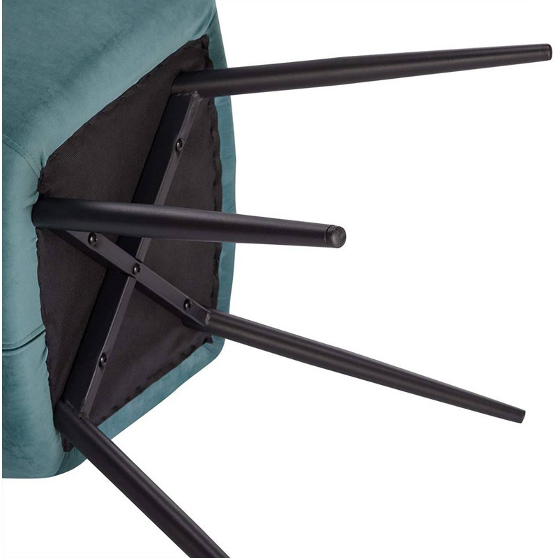 Palumbo Upholstered Dining Chair, 2, Turquoise, Black