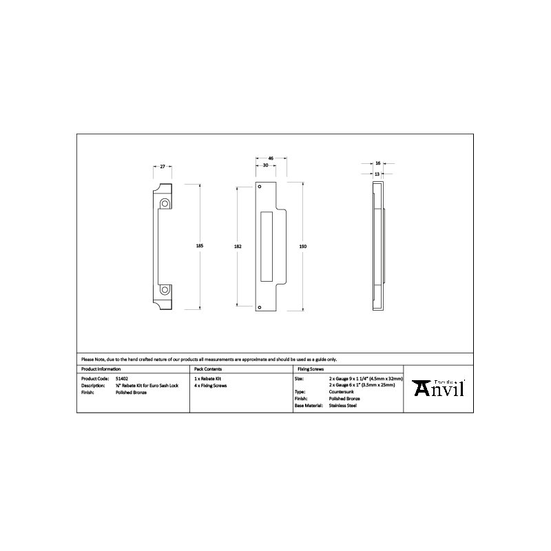Rebate Kit, Polished Bronze