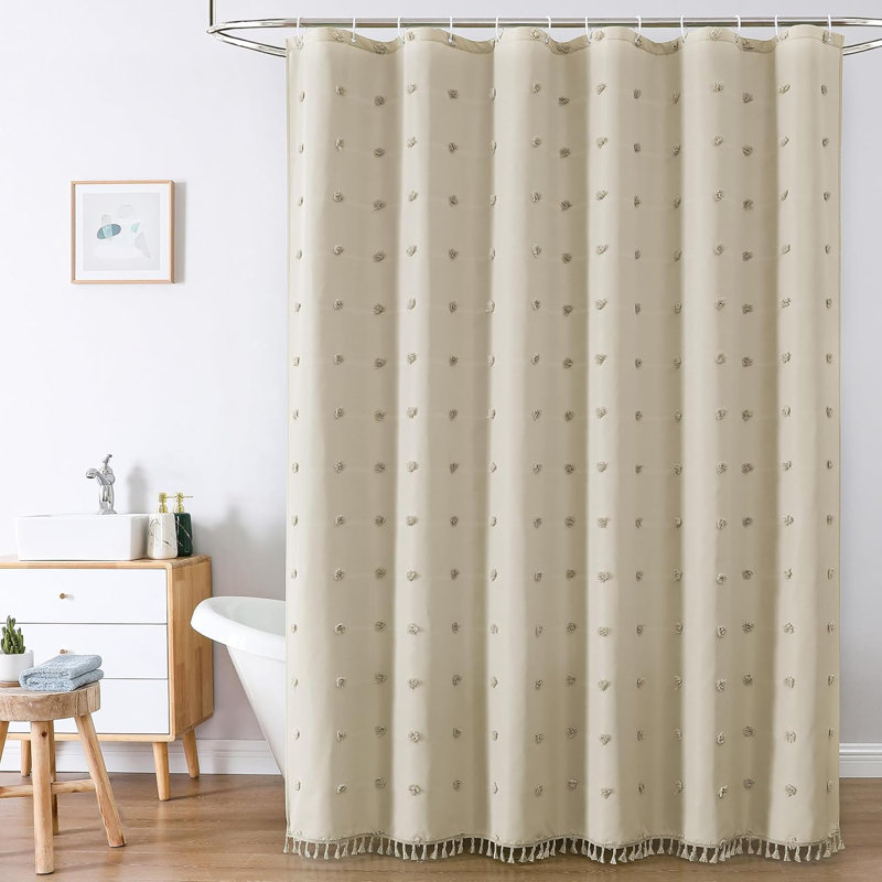 Rideau de douche Boho Farmhouse Green, Beige