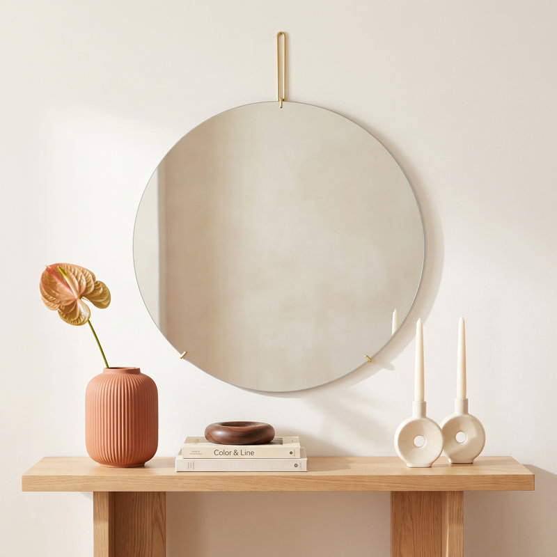 Galactic Stainless Steel Round Wall Mirror, 31" x 23.5"