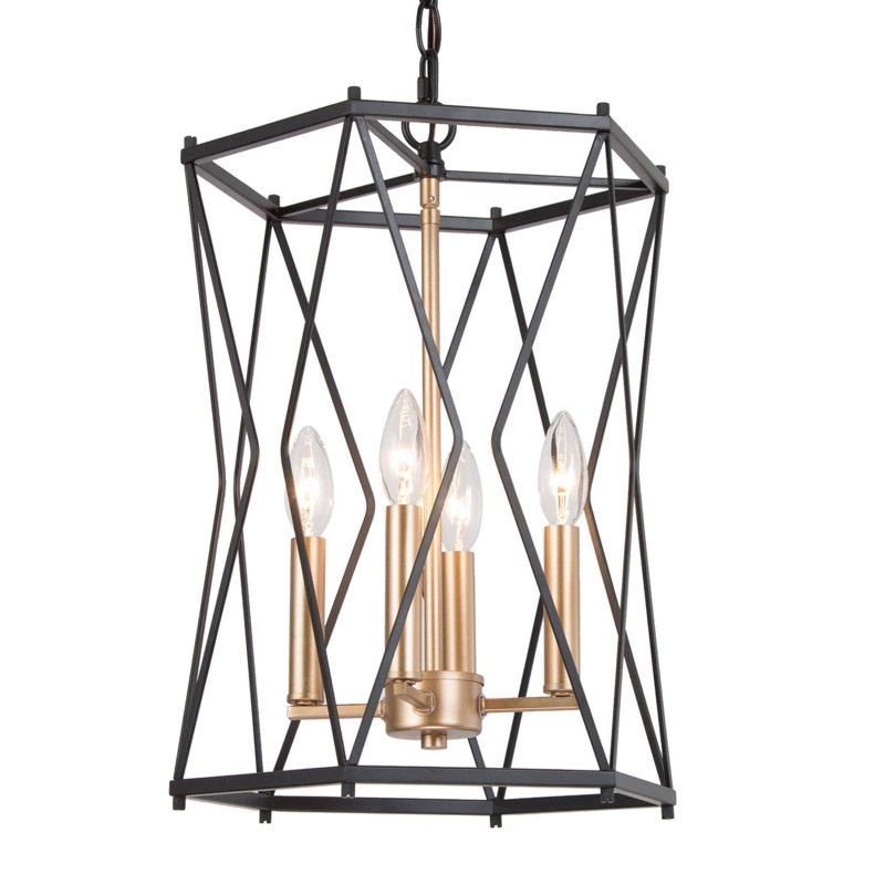 Lustre géométrique à 4 lumières, Noir