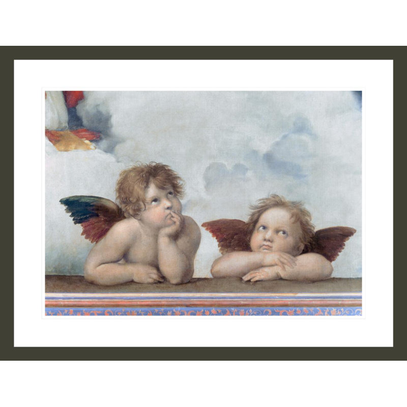 Putti de la Madone Sixtine par Raphael, H 22,82 po x l 29,5 po