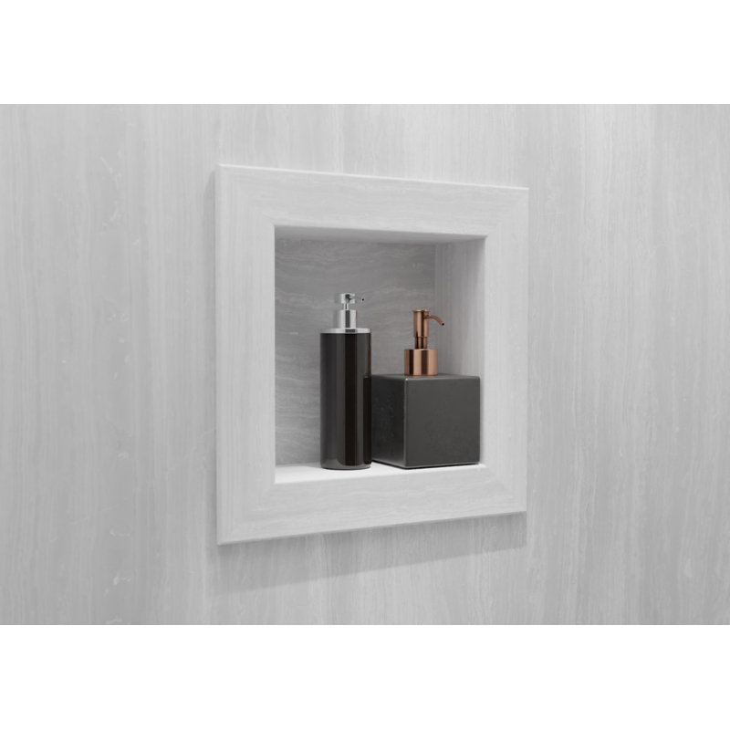 FlexStone 17"W x 17"H Square Recessed Shampoo Caddy in Silver Strata, Silver Strata