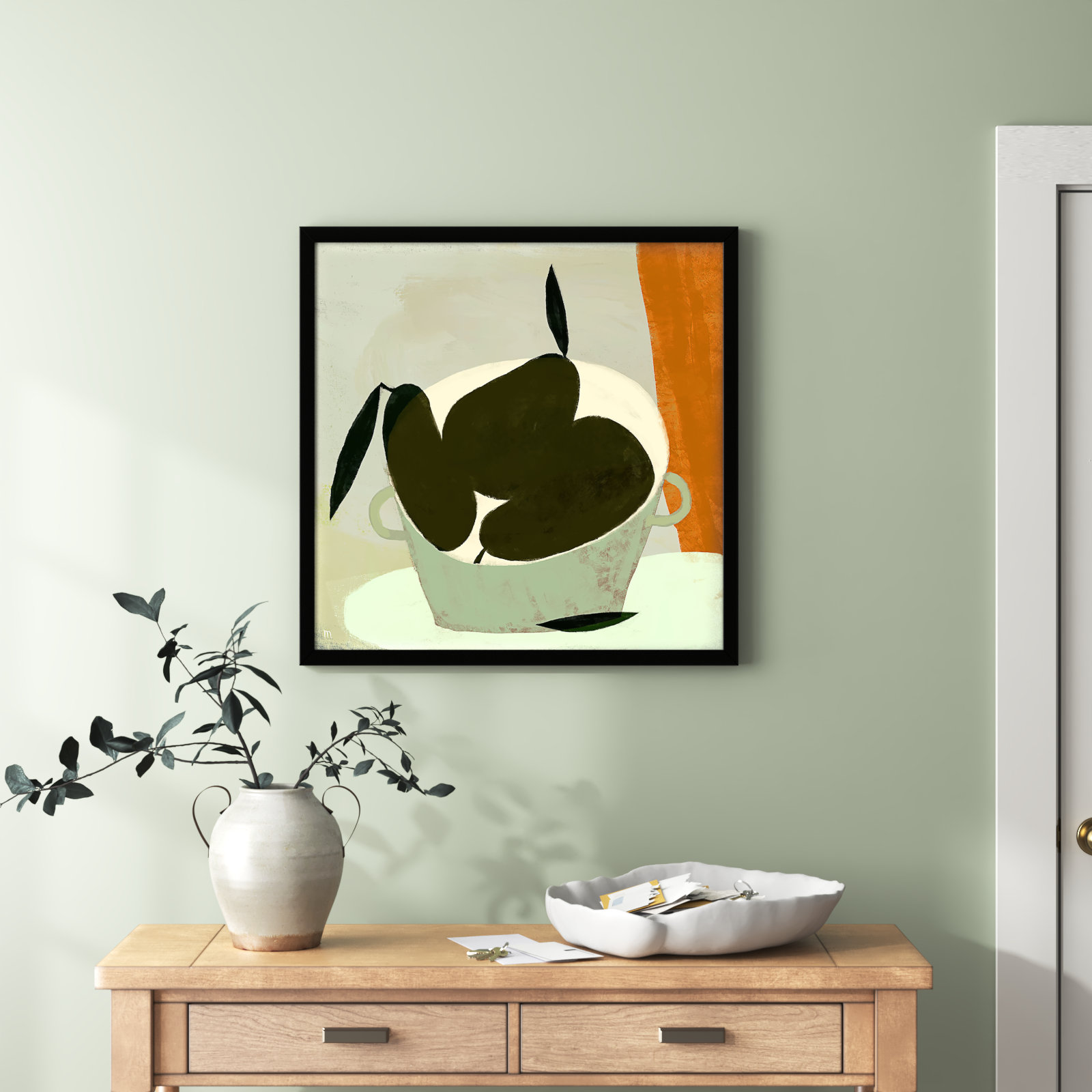 Julina "Three Pears" Painting, Black, 30" H x 30" W x 1.25" D