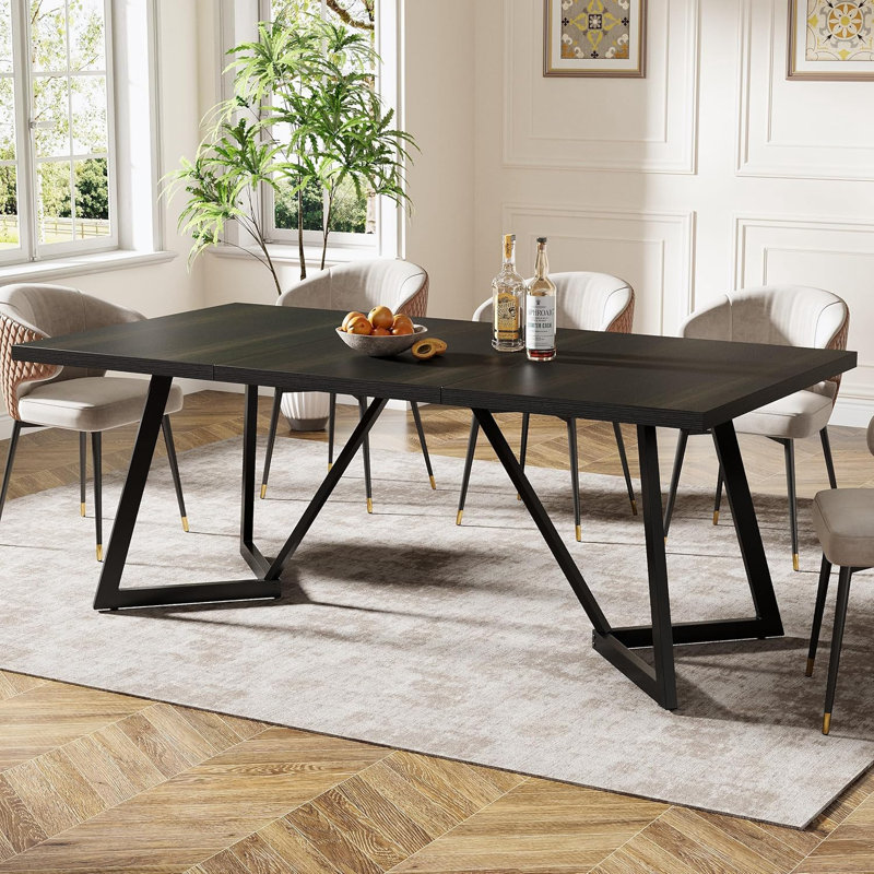 Rectangular Dining Table with Heavy-Duty Metal Frame