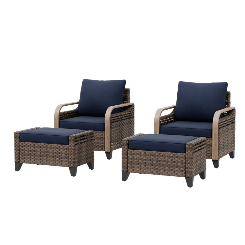 Ensemble de conversation d'extérieur pour 2 personnes avec coussins, Bleu