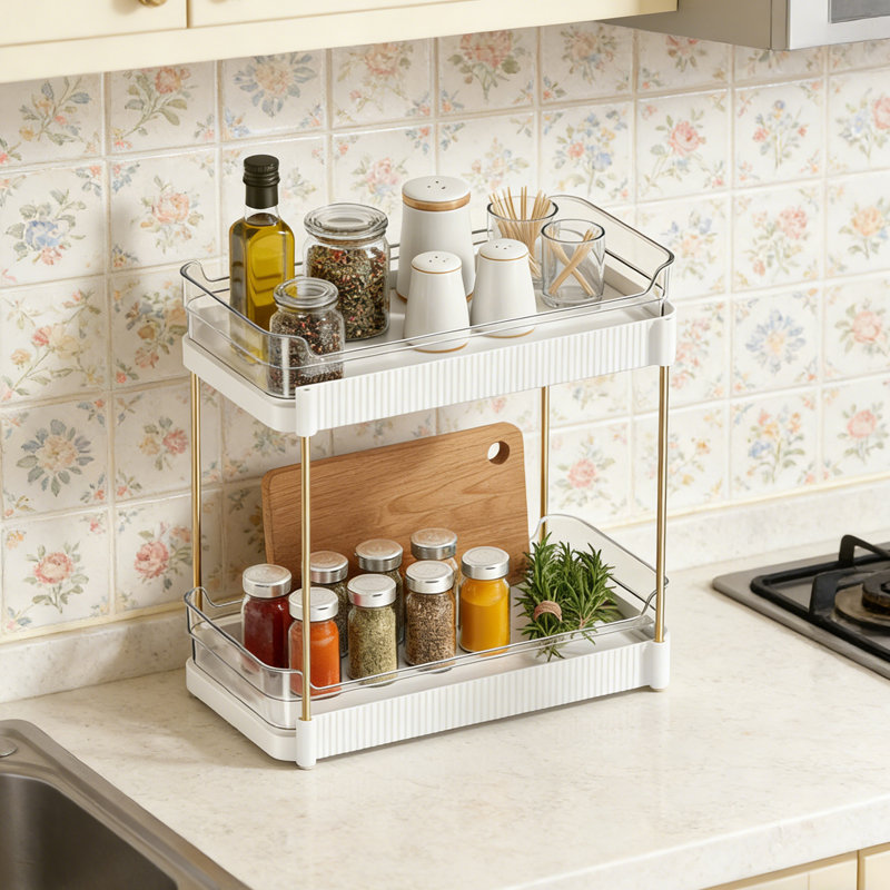 Tablette de meuble-lavabo à 2 niveaux