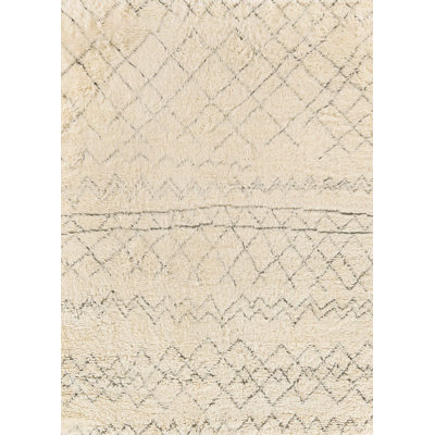 Moroccan Chevron Hand-Knotted Wool Ivory/Charcoal Area Rug