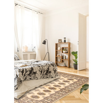 Tapis unique en laine noué à la main Bokhara Peshawar 3 pi 2 po x 5 pi 6 po