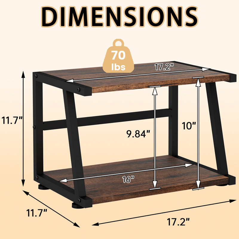 2-Tier Desktop Printer Stand with Storage, Brown/Black