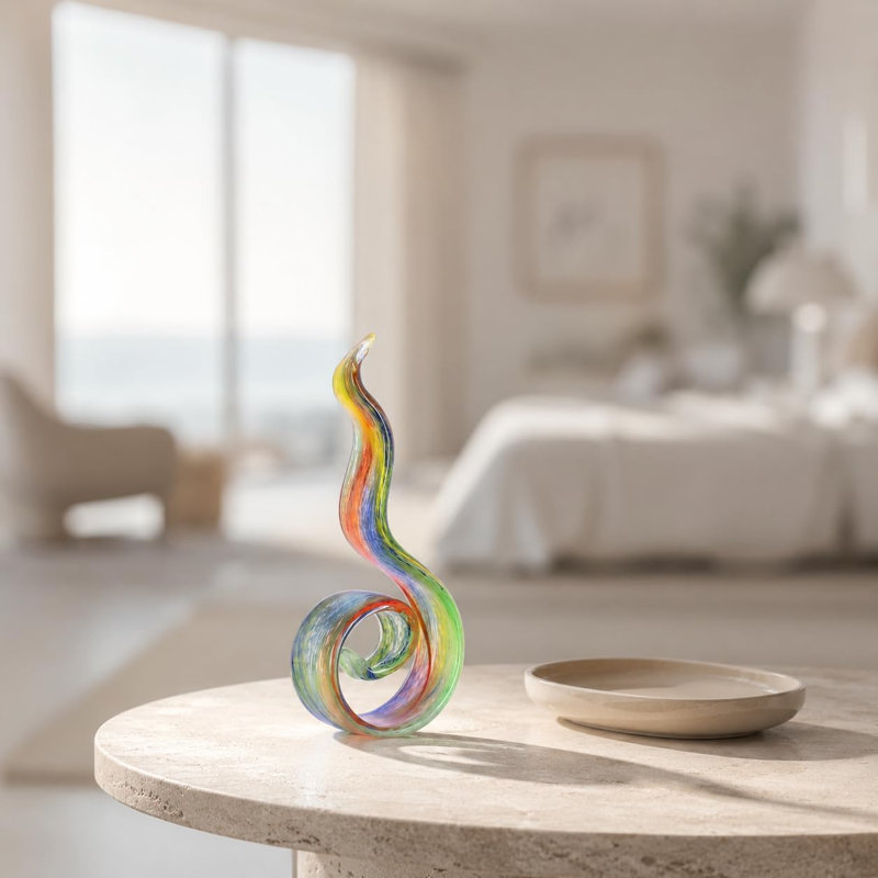 Sculpture flamme de verre, Jaune