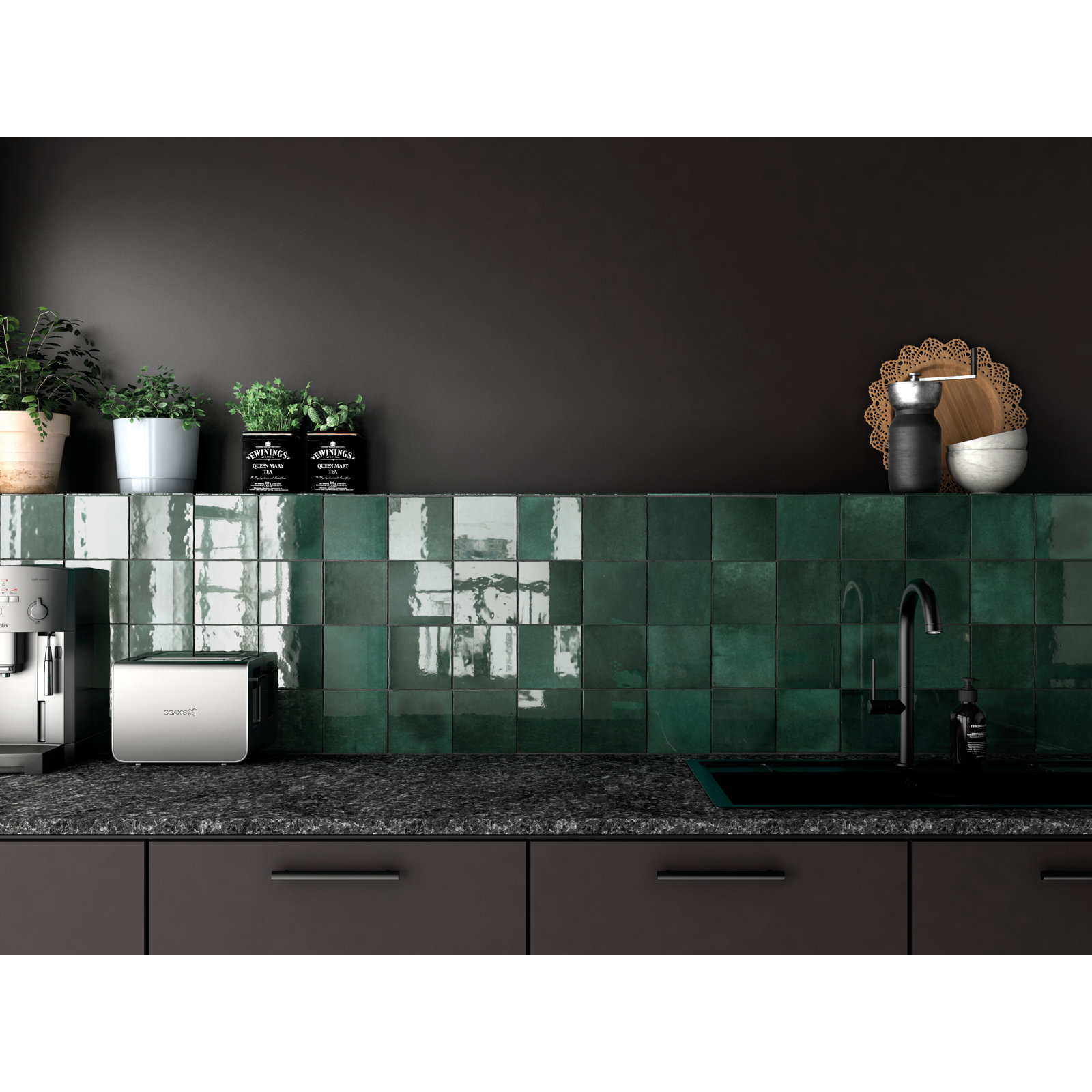 Cloe 5" x 5" Ceramic Subway Tile, Green