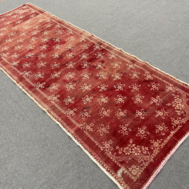 Tapis de couloir rouge authentique noué à la main rouge turc authentique idéal pour la décoration d'escalier