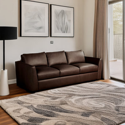 Mikyah 95'' Genuine Leather Flared Arm Sofa
