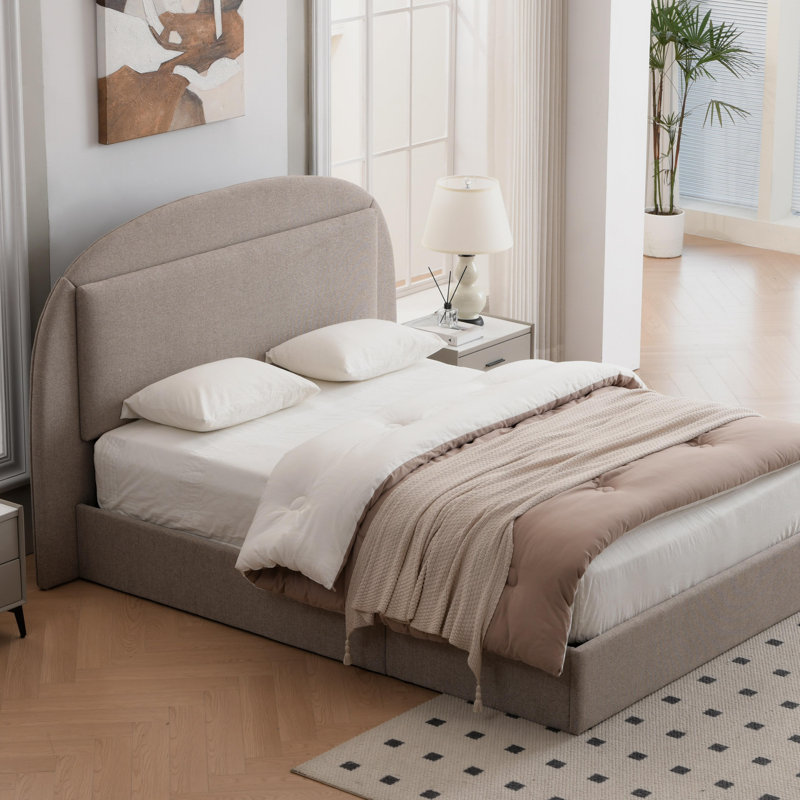 Lit rembourré avec rangement Theodore, Marron clair, Grand