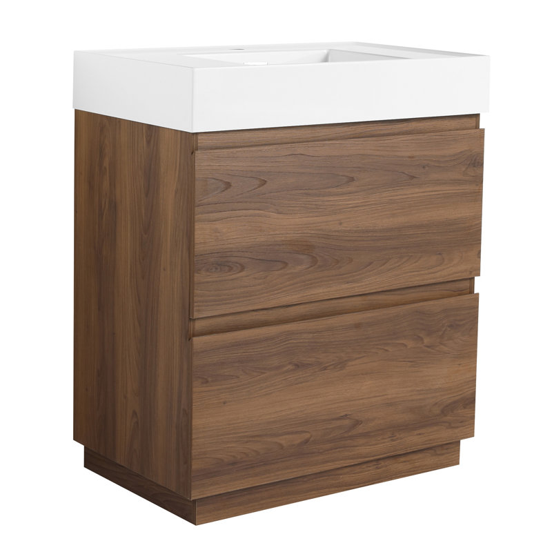 Ensemble de meuble-lavabo 30 po avec lavabo simple, Brun