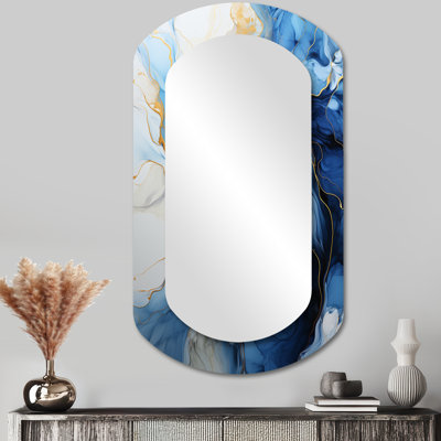 Ocean Sunset Dreams - Waves Asymmetrical Decorative Mirror, Modern Cylinder Wall Mirror, Printed Metal Art