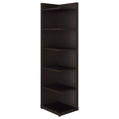 Refined Hoskins 71-Inch 6-Shelf Corner Bookcase Cappuccino