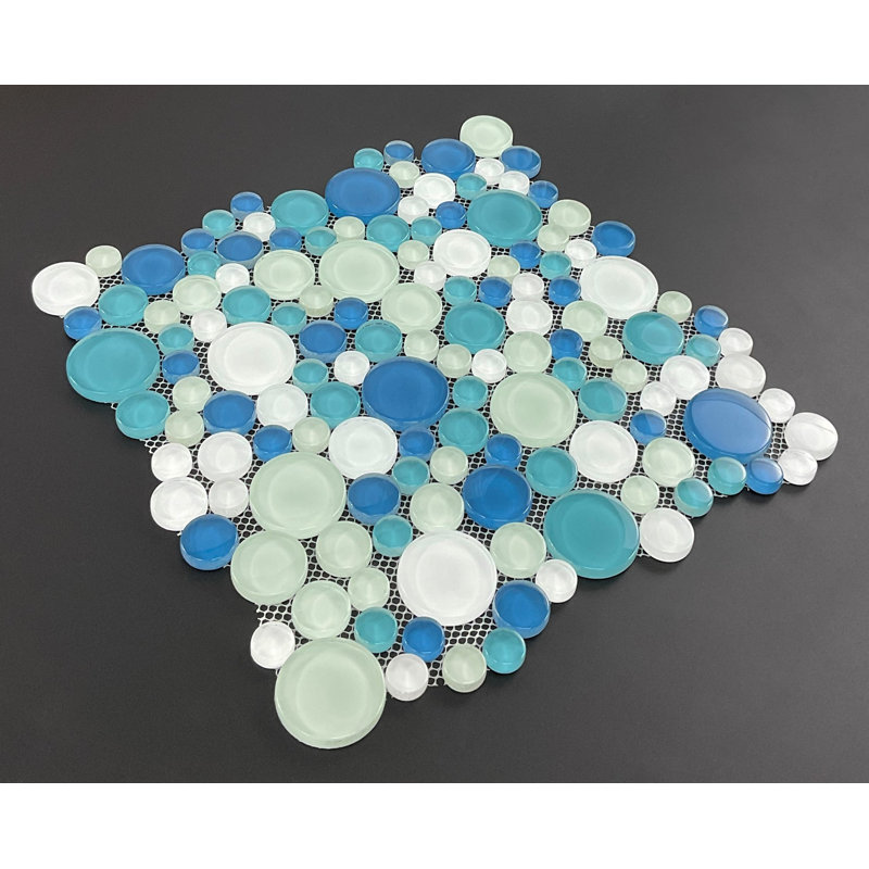 12.5" x 12.5" Glass Random Mosaic Wall & Floor Tile, Ocean Breeze/White