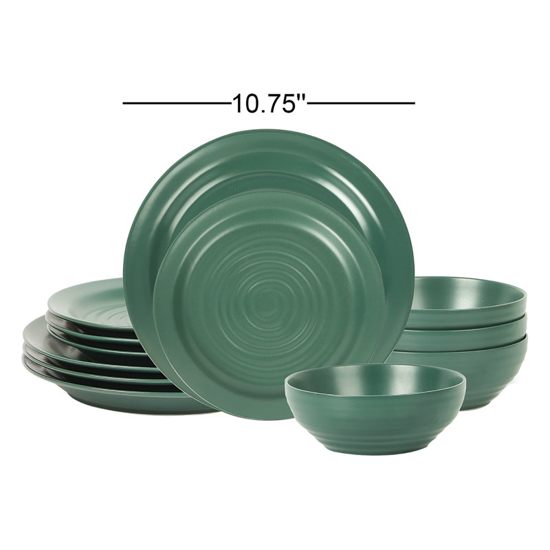 Stone Lain Orbit 24-Piece Dinnerware Set Stoneware, Green