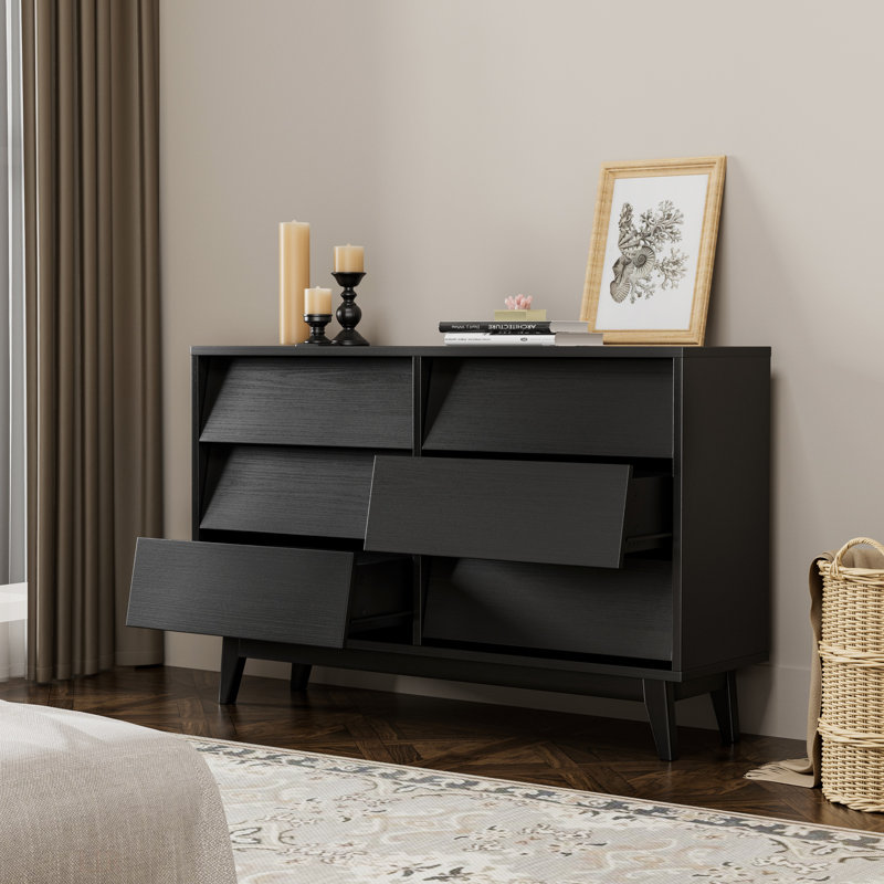Commode 6 tiroirs 47,2 po Addyson, Noir