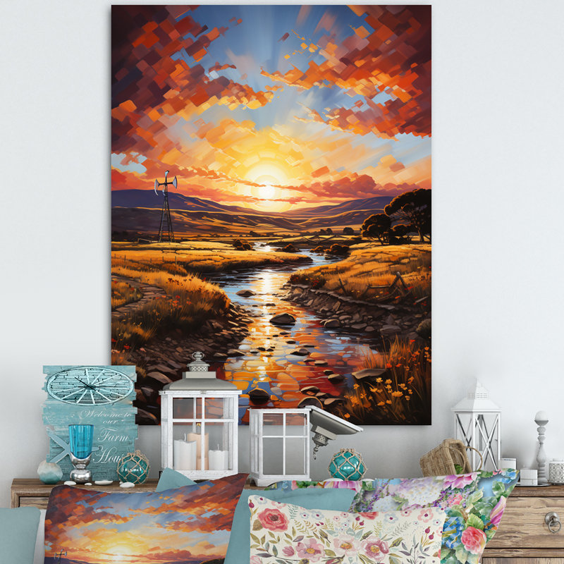 «Wind Turbines Whirling Skies I», reproduction sur toile, H 32 po x l 16 po, Toile tendue